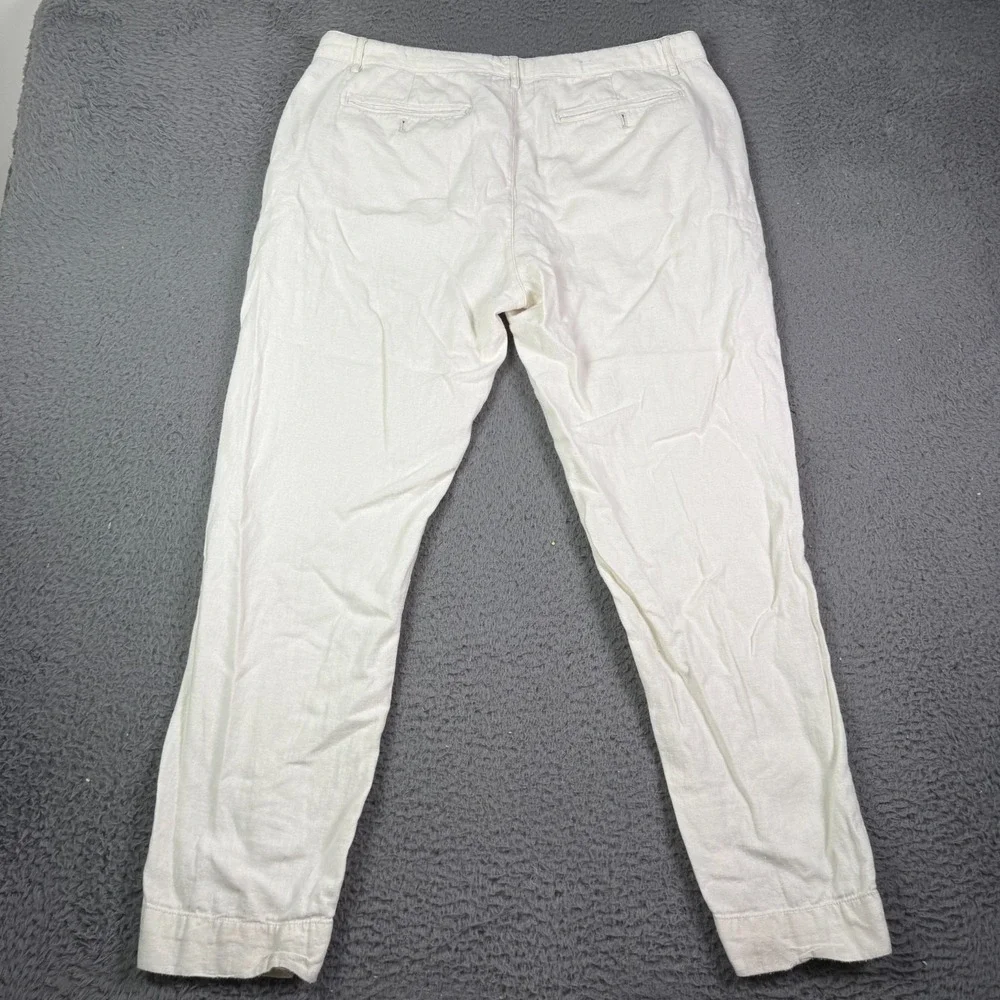 Banana Republic Linen Pants Mens 36x30 Beige Slim Straight Chino Beach Lounge